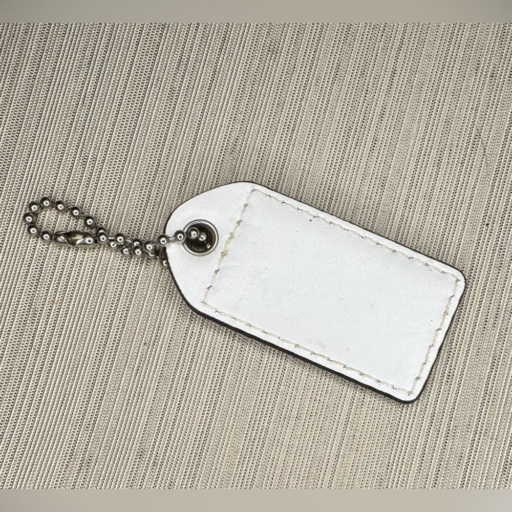 Coach White & Yellow Polka Dot Hangtag / Keychain / Fob / Bag Charm - 3” XL - Picture 3 of 4